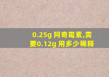 0.25g 阿奇霉素,需要0.12g 用多少稀释